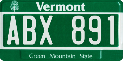 VT license plate ABX891