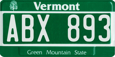 VT license plate ABX893