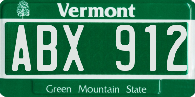 VT license plate ABX912