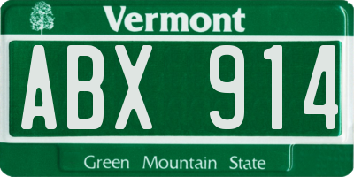VT license plate ABX914