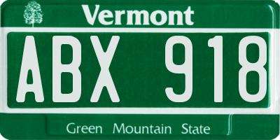 VT license plate ABX918