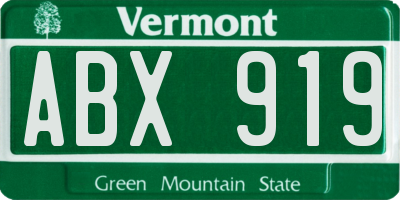 VT license plate ABX919