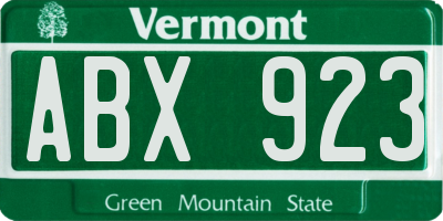 VT license plate ABX923