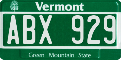 VT license plate ABX929