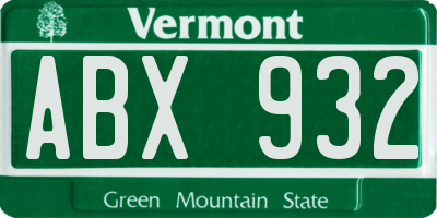VT license plate ABX932