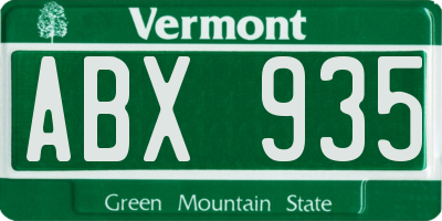 VT license plate ABX935