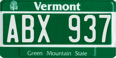 VT license plate ABX937