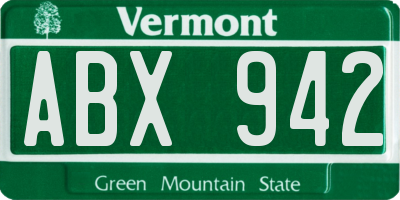 VT license plate ABX942