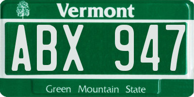 VT license plate ABX947