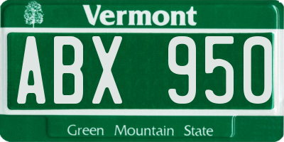 VT license plate ABX950
