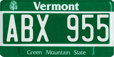 VT license plate ABX955