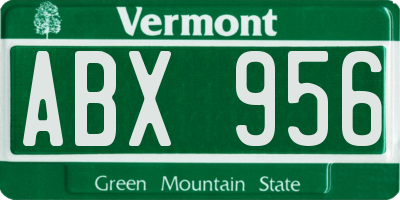 VT license plate ABX956