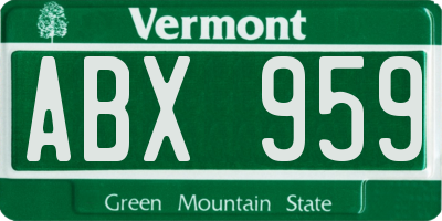 VT license plate ABX959