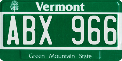 VT license plate ABX966