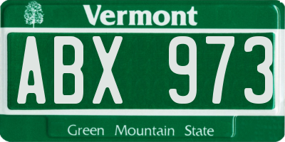 VT license plate ABX973