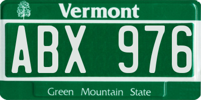 VT license plate ABX976