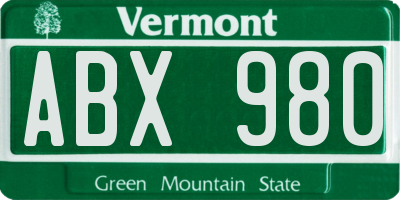 VT license plate ABX980
