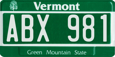 VT license plate ABX981