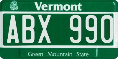 VT license plate ABX990