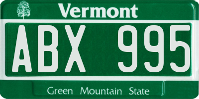VT license plate ABX995