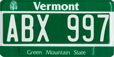 VT license plate ABX997