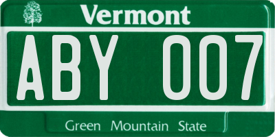 VT license plate ABY007