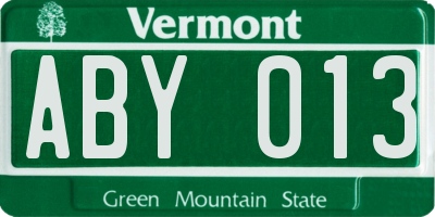 VT license plate ABY013
