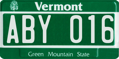 VT license plate ABY016