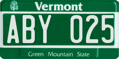 VT license plate ABY025