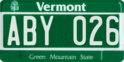 VT license plate ABY026