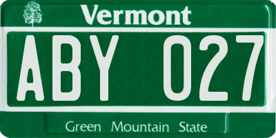 VT license plate ABY027