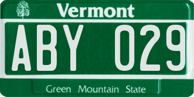 VT license plate ABY029