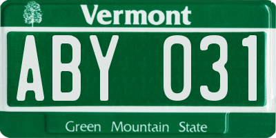 VT license plate ABY031
