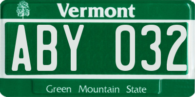 VT license plate ABY032