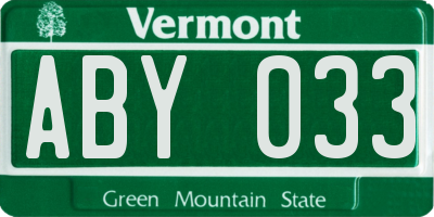 VT license plate ABY033