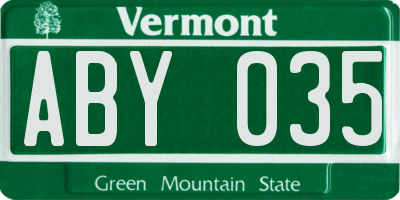 VT license plate ABY035