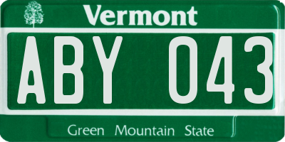 VT license plate ABY043