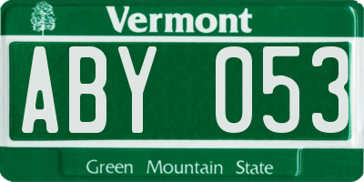 VT license plate ABY053