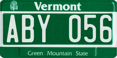 VT license plate ABY056