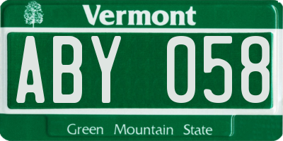 VT license plate ABY058