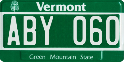 VT license plate ABY060
