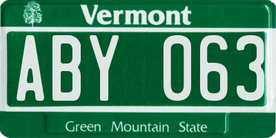 VT license plate ABY063
