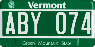 VT license plate ABY074