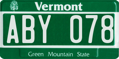 VT license plate ABY078