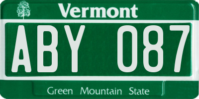 VT license plate ABY087
