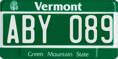 VT license plate ABY089