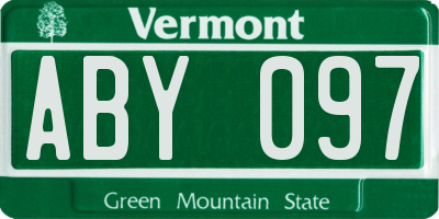 VT license plate ABY097