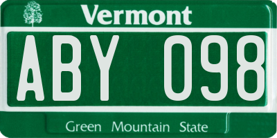 VT license plate ABY098