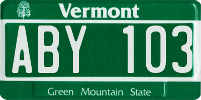 VT license plate ABY103