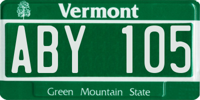 VT license plate ABY105